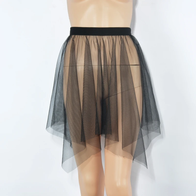 Short  Black White Tulle Lace Mesh Skirt Women Petticoat Underskirt Summer Korean Cover Up Mini Skirt Tutu Skirt For Girl