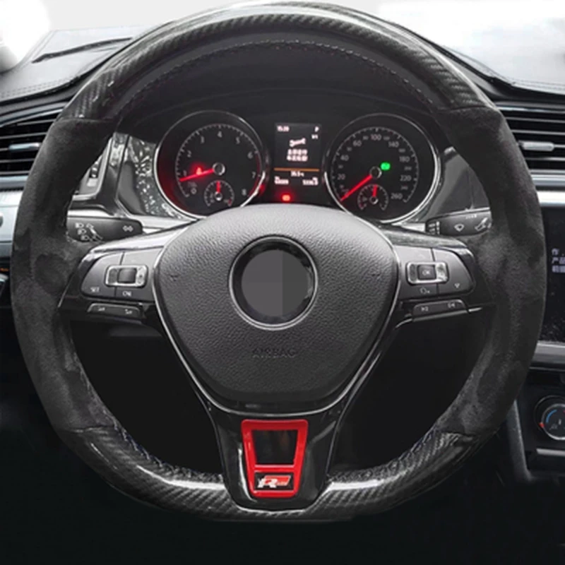 Customized Car Steering Wheel Cover Braid Black Suede For Volkswagen VW Golf 7 Mk7 Touran Up New Polo Jetta Passat B8 Tiguan