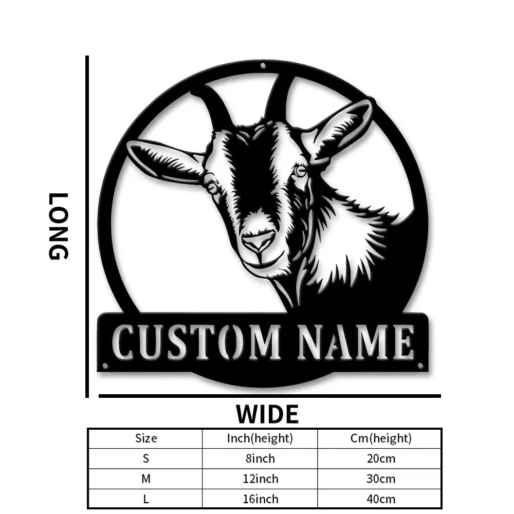 Single Pack 2D Flat Custom Goat Metal Plaque Rustic Farm Wall Decor Outdoor Garden Gift for Goat Lovers