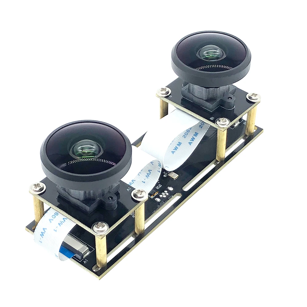 HDウェブカメラ360 °   パノラマ魚眼双眼同期ステレオデュアルレンズ5MP USBカメラモジュール（3D VRバーチャルリアリティ用）