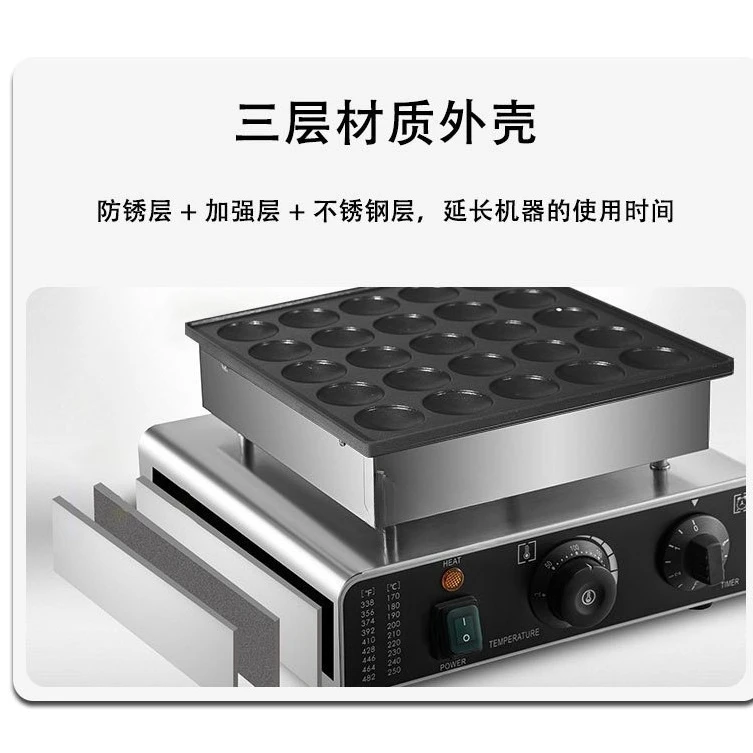 ماكينة صنع المافن التجارية القياسية الأمريكية 110 فولت، ماكينة صنع البيض المحمصة ذات 25 فتحة، ماكينة كهربائية برأس واحد #3