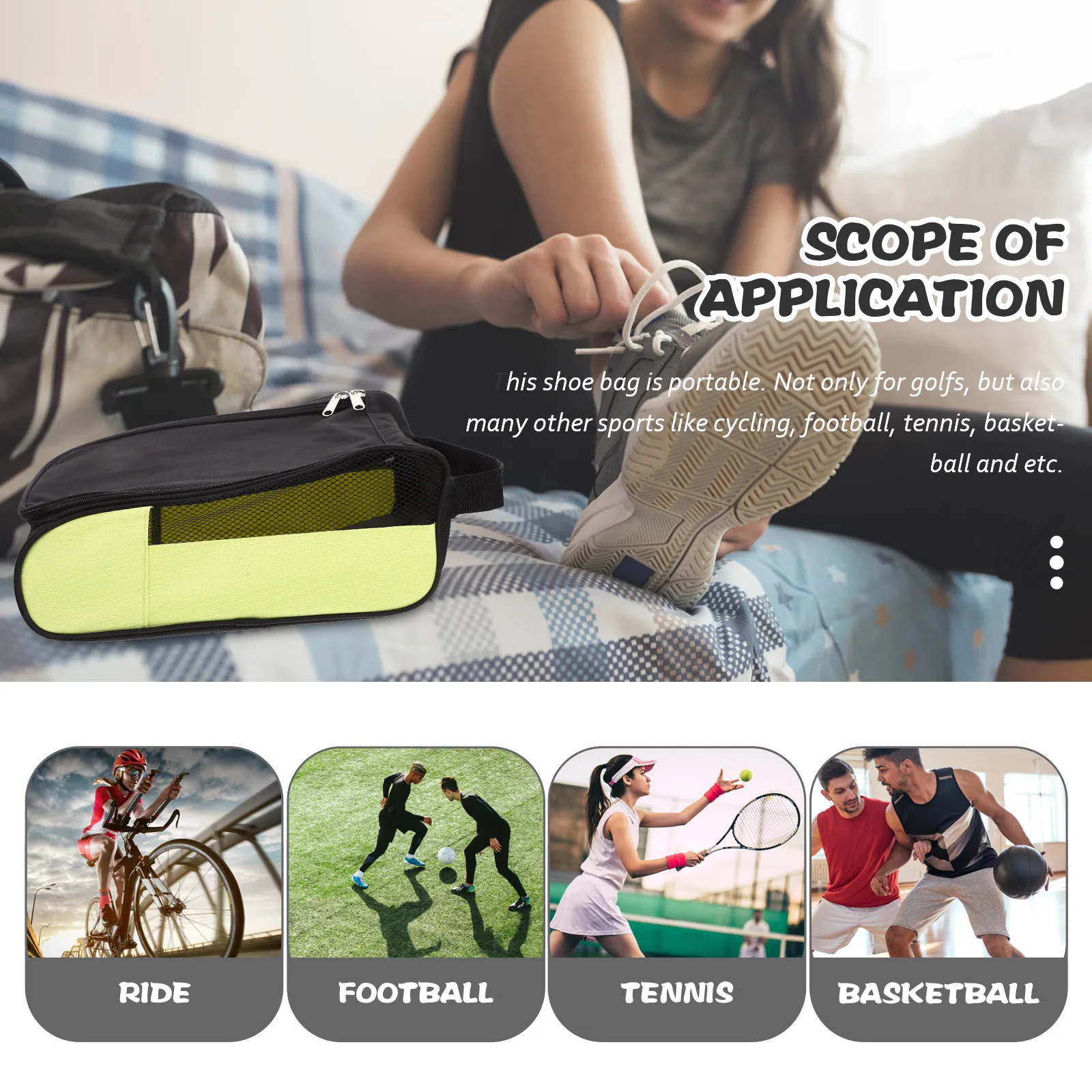 

Сумка для обуви для гольфа, мужская портативная сумка для кроссовок на молнии, легкая складная сумка для хранения обуви на открытом воздухе, для путешествий и занятий спортом