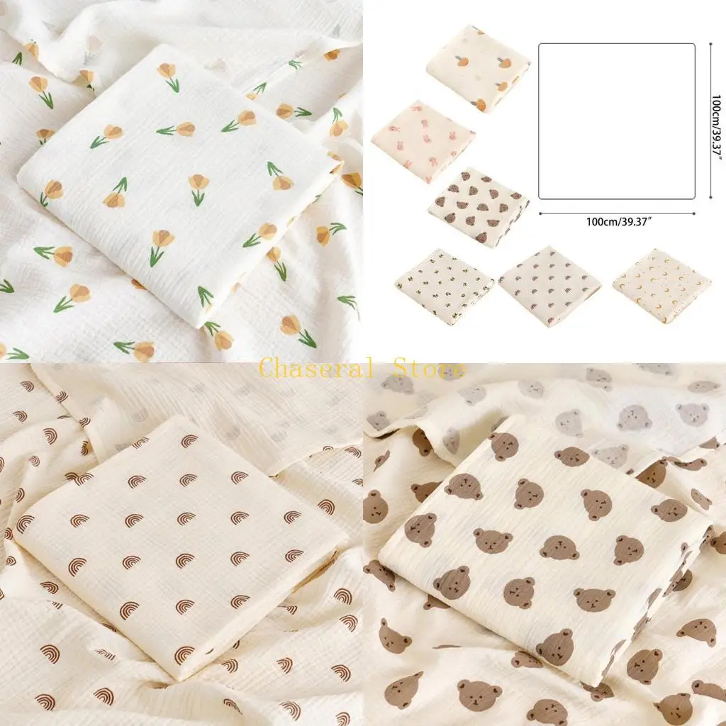 

E7CE муслиновое детское пеленальное одеяло с квадратами, муслиновое тканевое одеяло, дышащее мягкое хлопковое многоразовое для