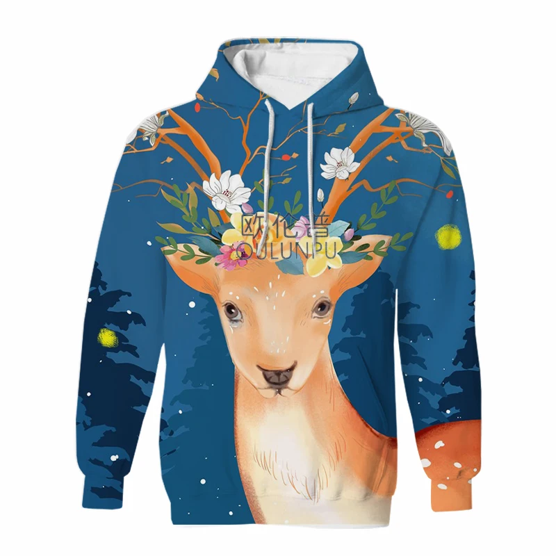 

Autumn Animal 3d Hoodies For Men Print Sika Deer Woman Hoody Girls Long Sleeve Clothing