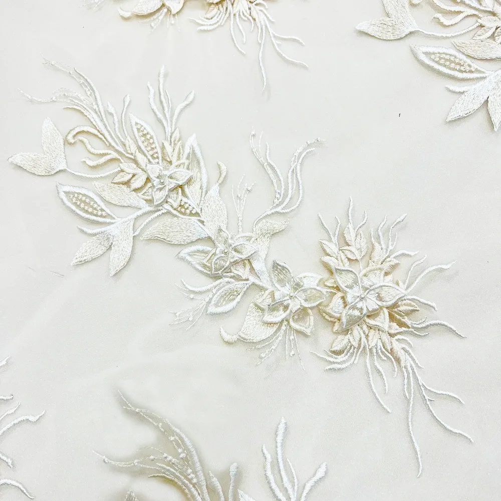 Lace Texture 3D Embroidery Patches Handmade Clothing Applique Embroidered Floral Patches Mesh-Backed Patches Performance Costume
