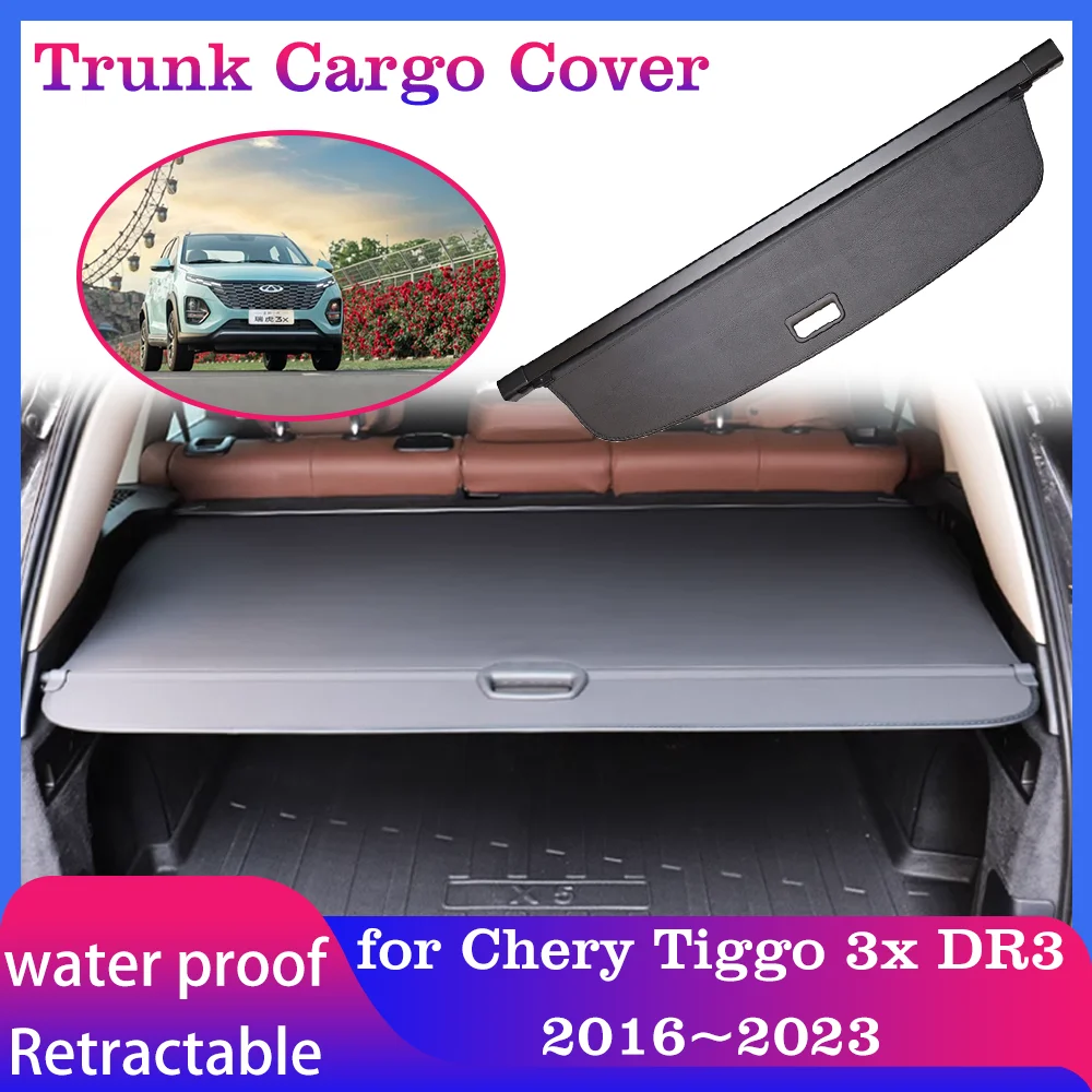 Car Trunk Cargo Cover for Chery Tiggo 3x 2 X22 Pro DR3 2016~2023 Luggage Storage Boot Tray Security Shielding Shade Accessories