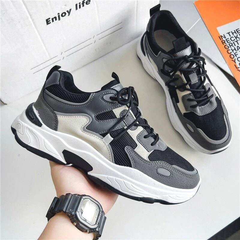 

Men's Sporty Casual Shoes Breathable Mesh Wear-Resistant All-Match Running Shoes Heightening Dad Trendy Footwear Autumn New