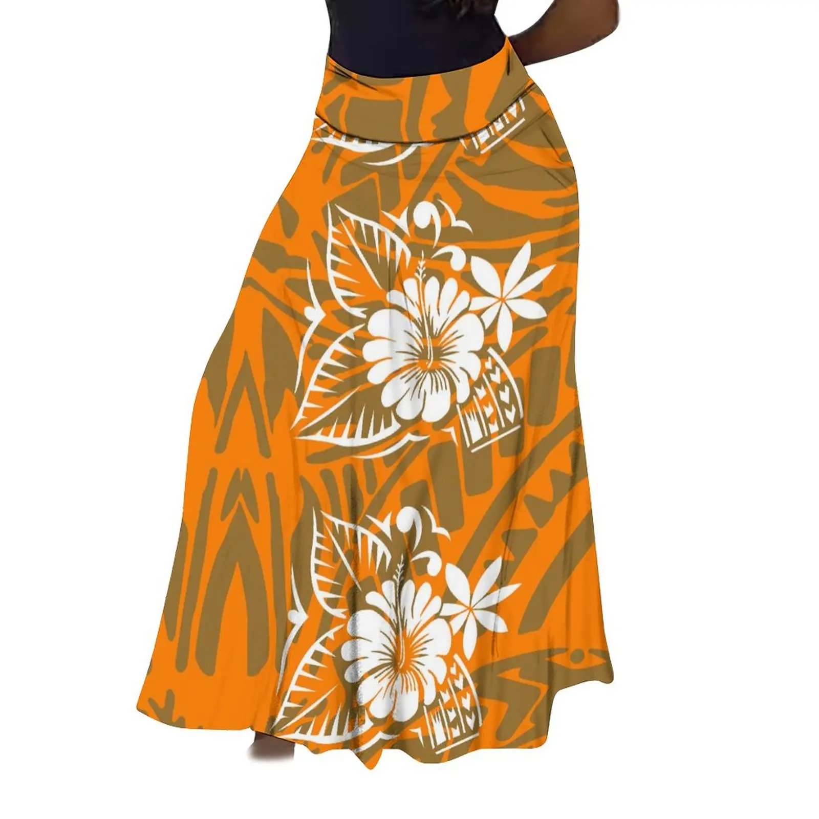 High Quality Women'S High Waist Skirt Full Skirt Skirt Fashion Long Skirt Pacific Island Design Hd Pattern Custom