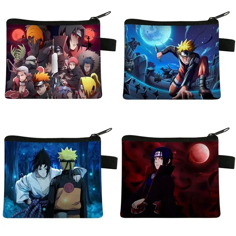 Naruto Akatsuki porte-monnaie pour enfant étudiant portefeuilles portables Uchiha Itachi imprimer fermetures éclair sac à main sac à monnaie 13.5x11CM cadeaux