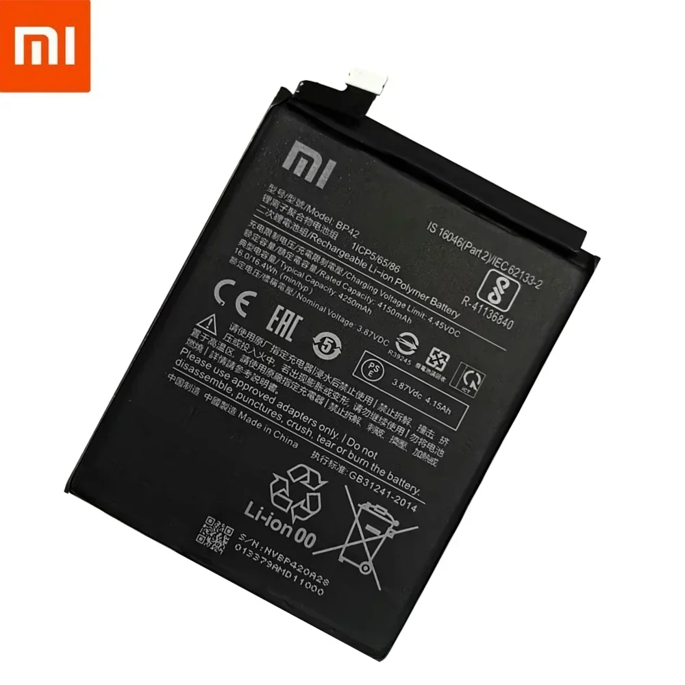 Batterie de téléphone de remplacement pour Xiaomi Mi 11 Lite, 100% d\'origine, batterie 42, 24.com BatBR, 4250mAh, expédition rapide