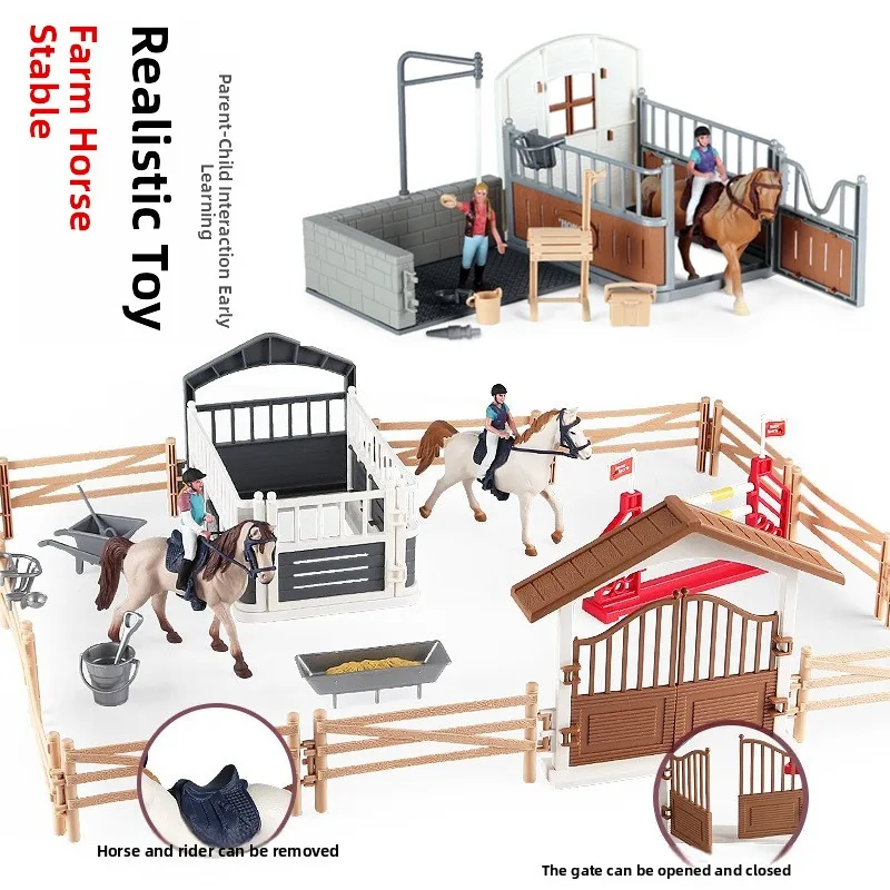 Racing Jockey  Model Toy Realistic Simulation Scene Playset Pretend Play Animal Dolls for Children Age 6 Plastic Material