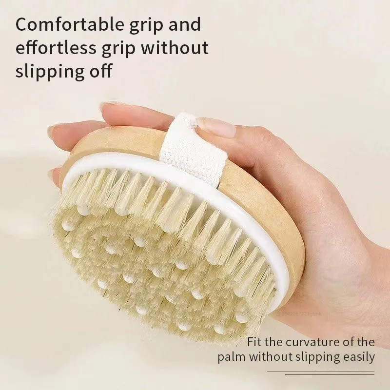 2 In 1 Dry Skin Body Massage Brush Natural Bristle Dead Skin Remover Anti Cellulite Exfoliates Blood Circulation Massage Tools