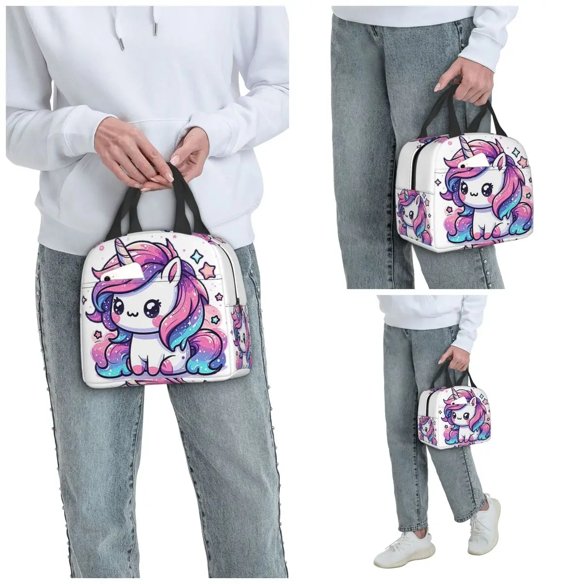 Sparkle Unicorn Magic Insulated Lunch Bag for Kids School Cooler Thermal Food Box Tote Leakproof Lunch Boxes Container