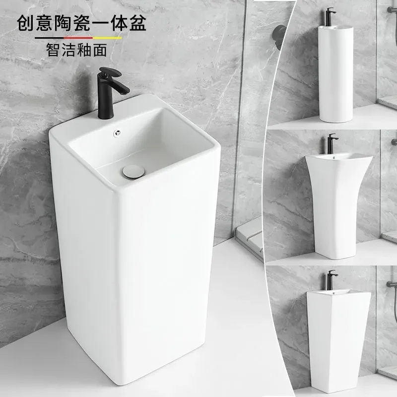 for Column Type Wash Basin Bathroom Ceramic Integrated Sink Outdoor Courtyard Small Apartment Balcony Lavatory Basin