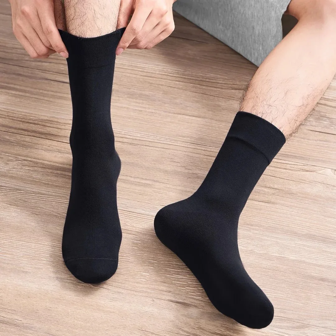 8 Pairs Mens Dress Socks Black ，High Quality Crew Long Socks, Cool Breathable Casual Combed Cotton Socks for men Plus Size 42-48