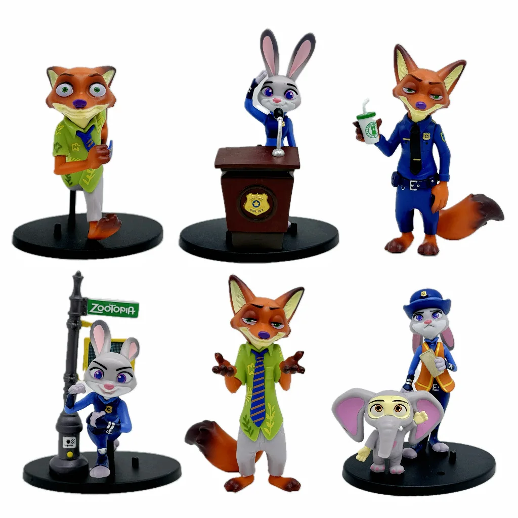 6 شخصيات على شكل حيوانات معبر متروبوليس: تماثيل ألعاب جودي هوبس ونيك وايلد لصندوق أعمى للدمى