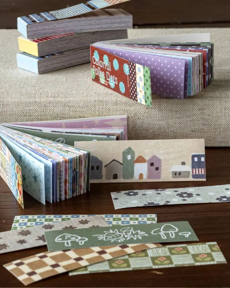 50 Blatt Vintage Washi-Papier-Stickerbuch, Grundfarben-Gittermuster, Scrapbooking, Junk Journal, Deko-Sticker – Detail 1