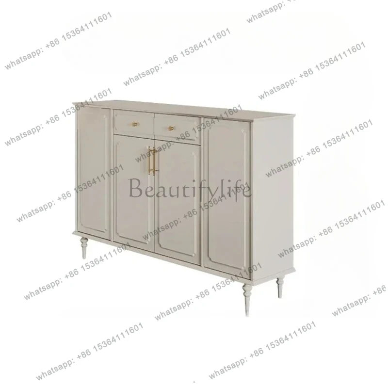 

French Cream Style Shoe Cabinet Door Home Large Capacity Entry Door Shoe Cabinet Entrance Cabinet Integrated