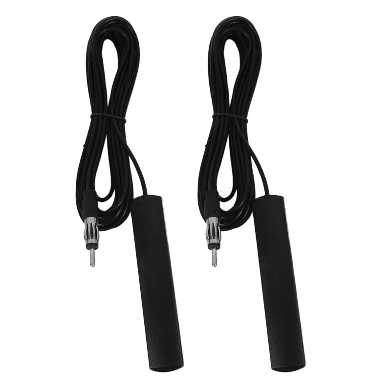 2X ANT-309 Car Radio Antenna - Universal Car FM Radio Antenna Patch Black Radio Antenna Amplifier Aerial 85-112MHZ 5M