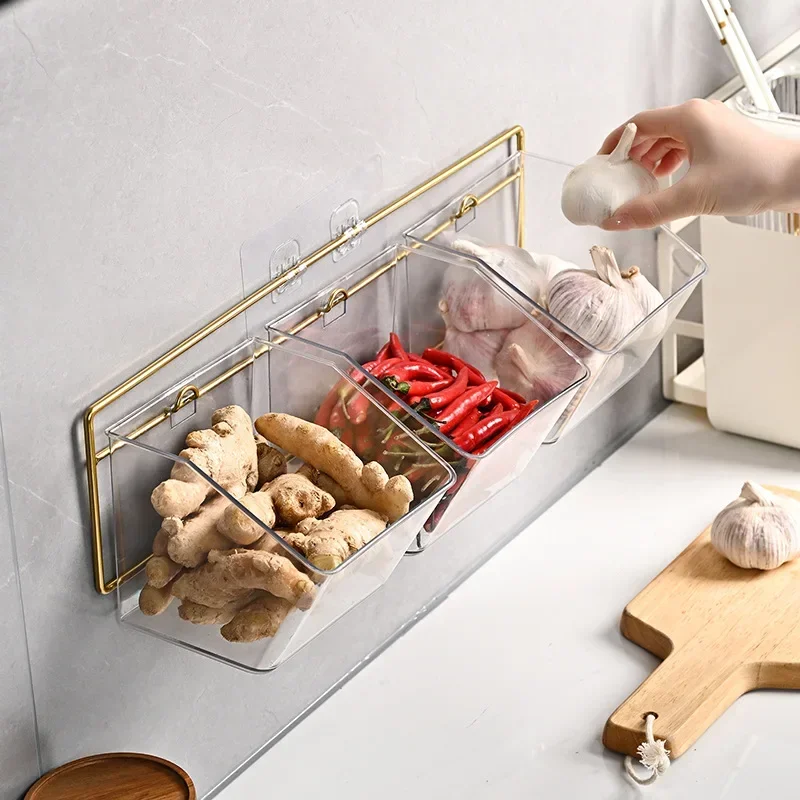 Kitchen Storage Basket for Ginger Garlic Wall Mounted Hanging Basket Storage Box Household Spice Seasoning Storage Rack Holder