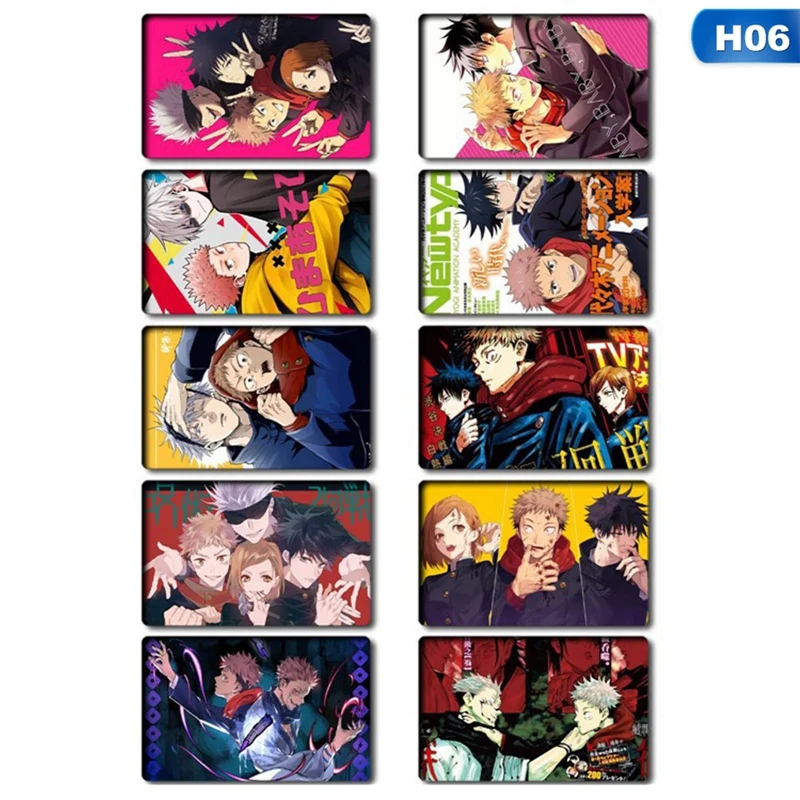 10PCS/Set Anime Jujutsu Kaisen Card Sticker Crystal LOMO Cards Stickers Photocards ID BUS Card Stickers for Fans Collection