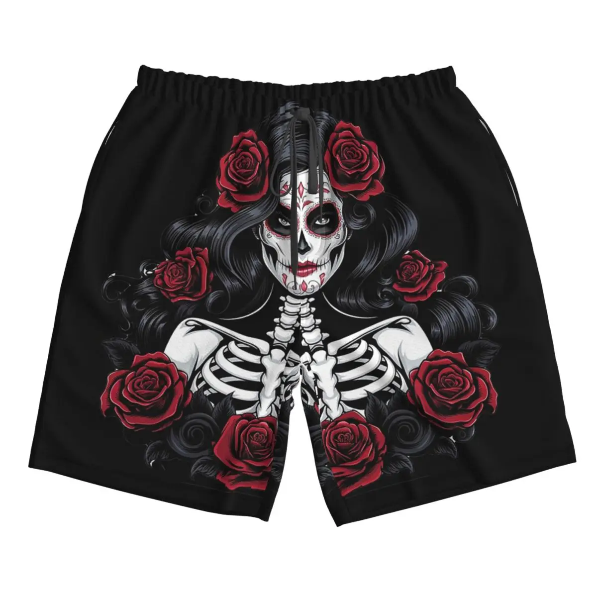 

Mexican Catrina Girl Day Of The Dead Trunks Beach Board Shorts Casual Quick Dry Swim Summer Men Pants