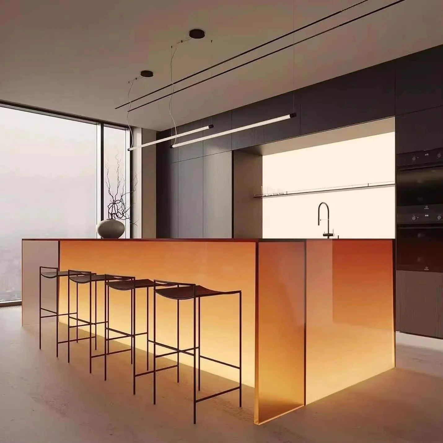 fb-Customized Modern Commercial Acrylic Bar Counter Table  High Class Night Club Cocktail Acrylic Light Bar Counter