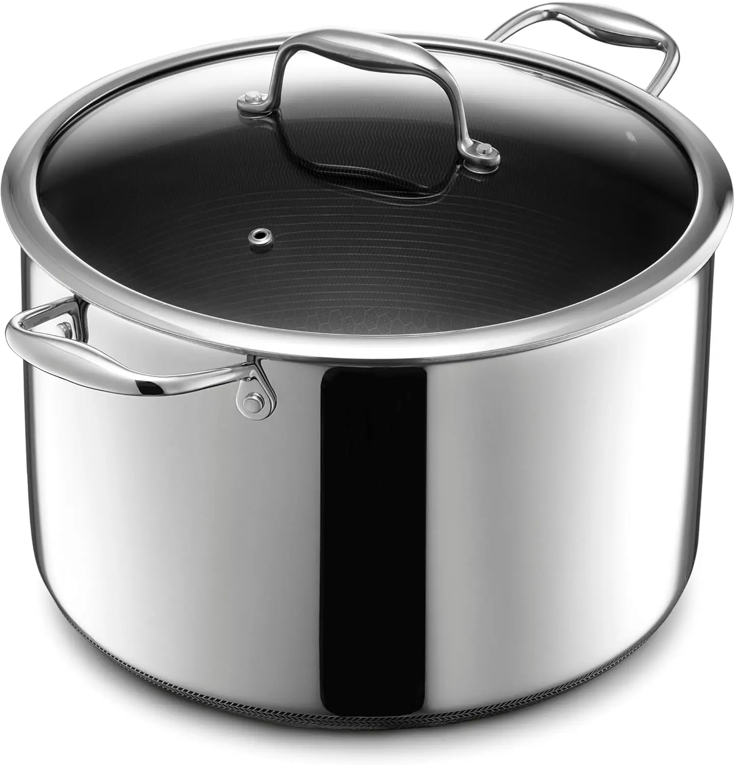 

Hybrid Nonstick 10-Quart Stockpot with Tempered Glass Lid, Stay-Cool Handles, Dishwasher-Friendly, Oven-Safe Up to 900°F, Induct