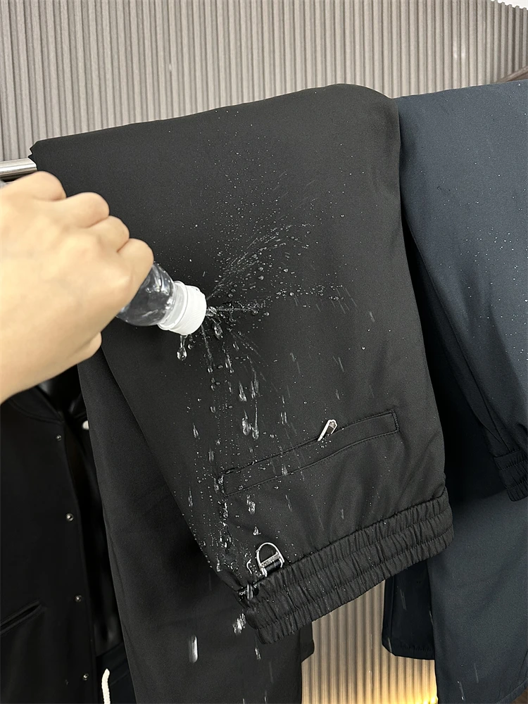 

Уличные мужские однотонные брюки Du down с прямыми штанинами, модные городские повседневные длинные брюки, полностью клеевая ткань