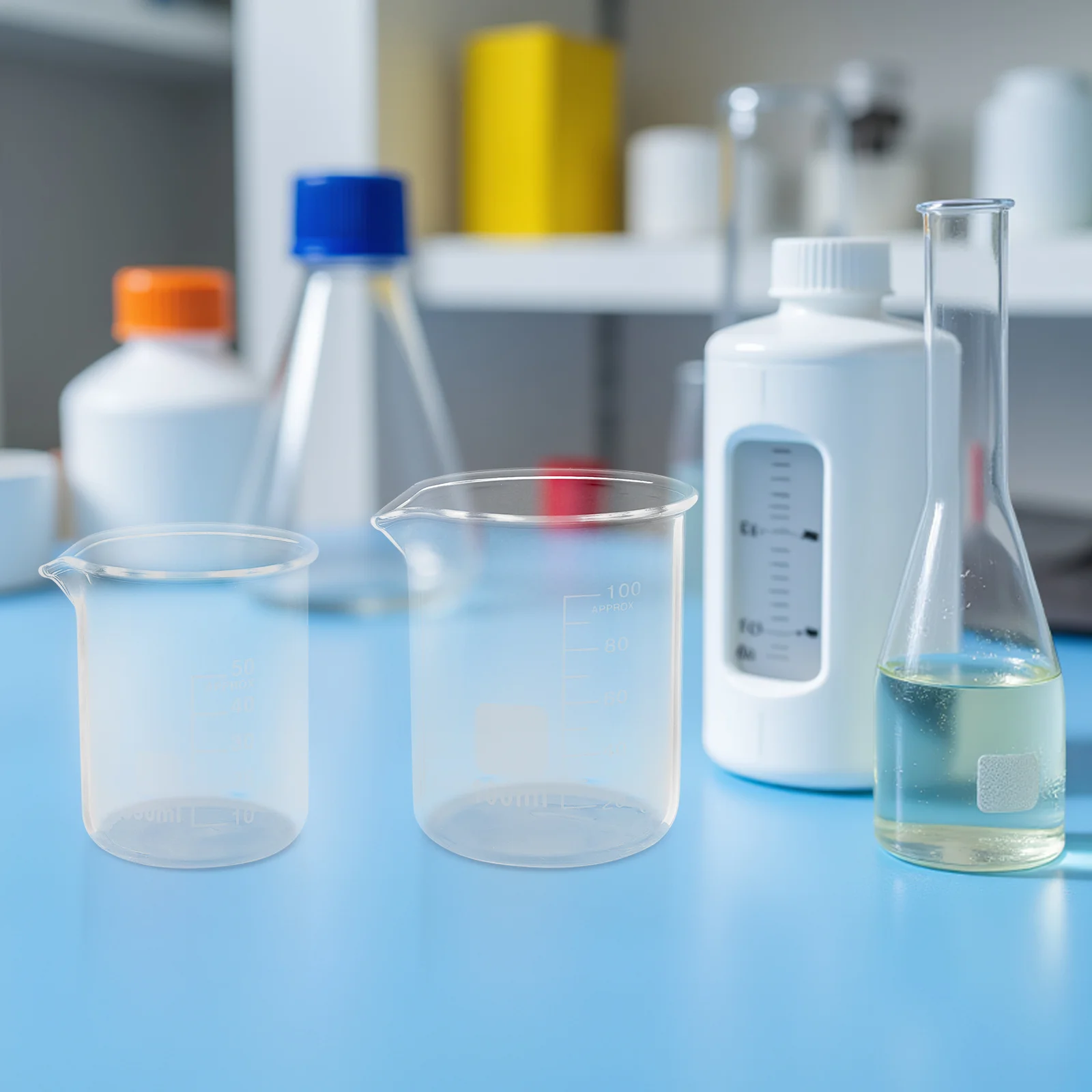 

4Pcs High Borosilicate Glass Measuring Beakers Graduated Cups for Laboratory Teaching Kitchen Food Prep 50ml 100ml