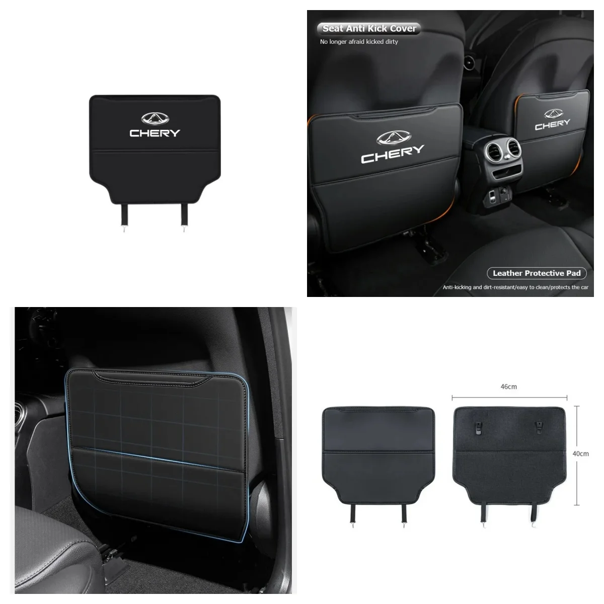 Chery Car Seat Back Anti‑Kick Cover Leather Protective Pad Fit Tiggo7 Tiggo8 Pro Tiggo9 Omoda C5 Arrizo5 Arrizo8 Interior Access