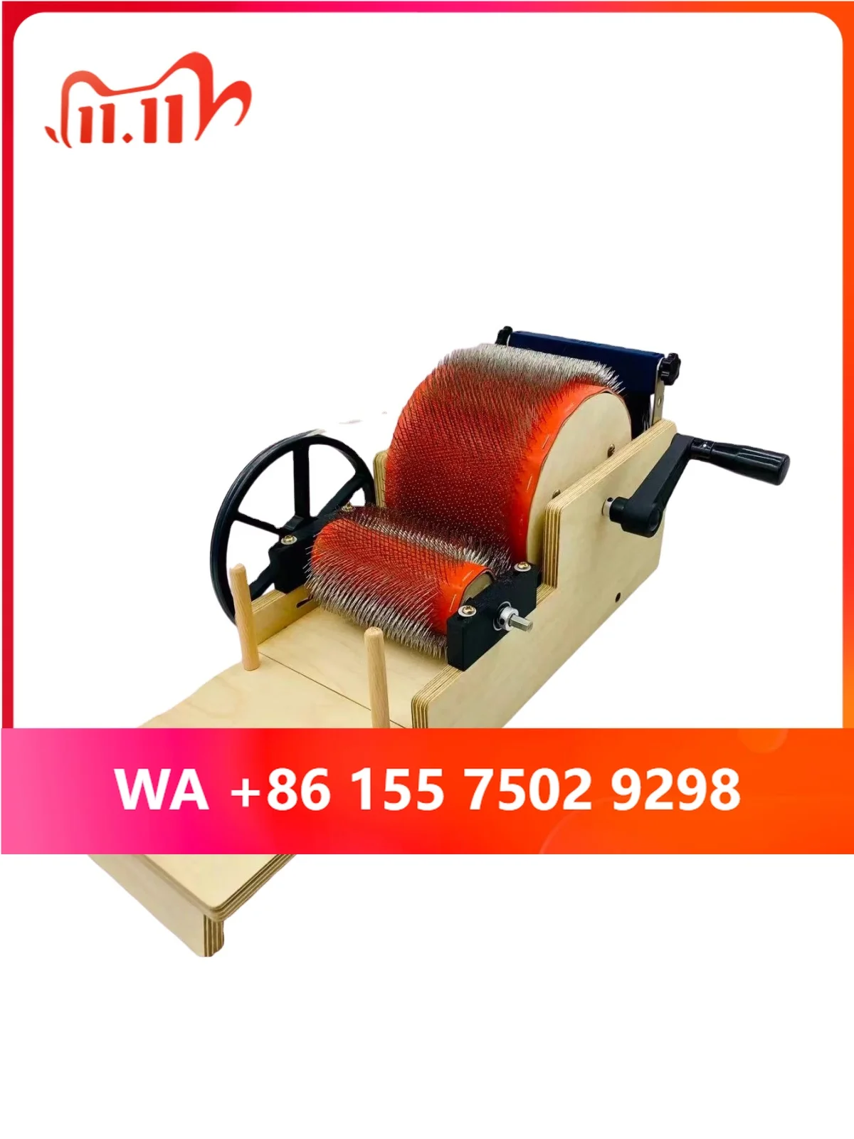 Manual Crank Type Wool ing Drum, DIY Textile Spinning Tool for Prossing Wool, Alpaca Fiber and Cotton Fiber