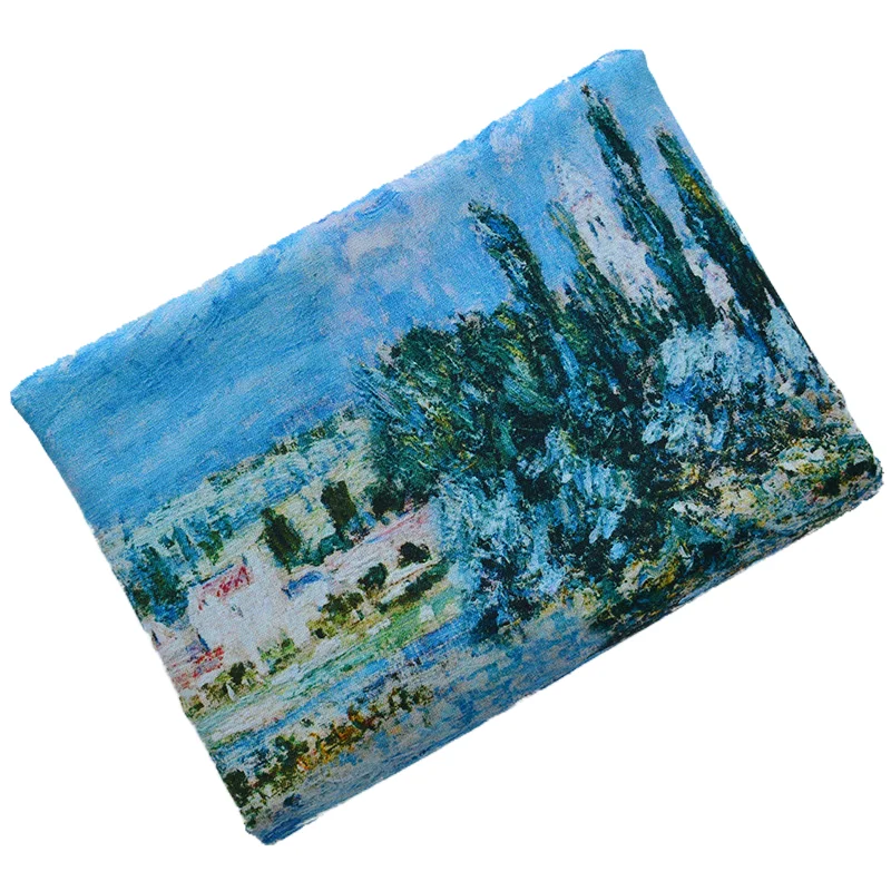 145x50cm Pure Cotton Fabric 20s Handmade DIY for Book Jacket Mouth Storage Table Flag Door Curtain Oil Painting Theme view 5