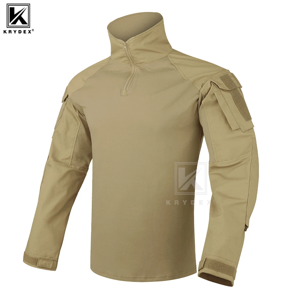 KRYDEX Camisa de combate Ropa táctica de caza al aire libre Gen3 Camisa de hombre caqui con coderas Tops de uniforme