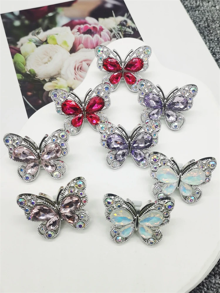 2PCS Bling Schmetterling Schnürsenkel Charms Harz Schmuck Schuh Schnalle Dekorationen DIY Strass Schuh Spitze Clips Zubehör – Detail 1