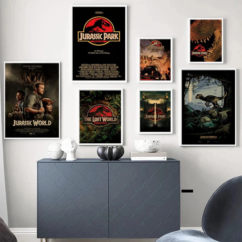 Dinosaur Canvas Painting Jurassic Park Movie Posters Vintage Posters and Prints Wall Art Pictures for Living Room Home Decor