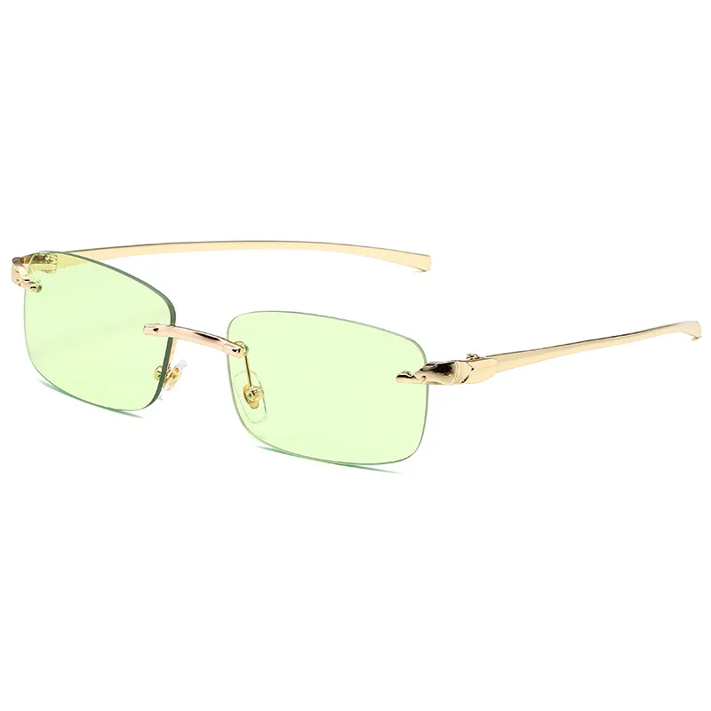 Nieuwe Rechthoek Vintage Zonnebril Vrouwen Mode Winkelen Vierkante Kleurrijke Klassieke Casual Frameloze Randloze Mannen Zonnebril UV400