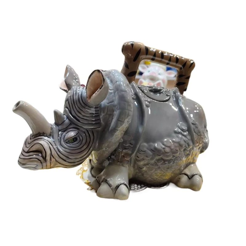 

Керамический чайник с носорогом, классический коллекционный чайник с животными, американский домашний орнамент