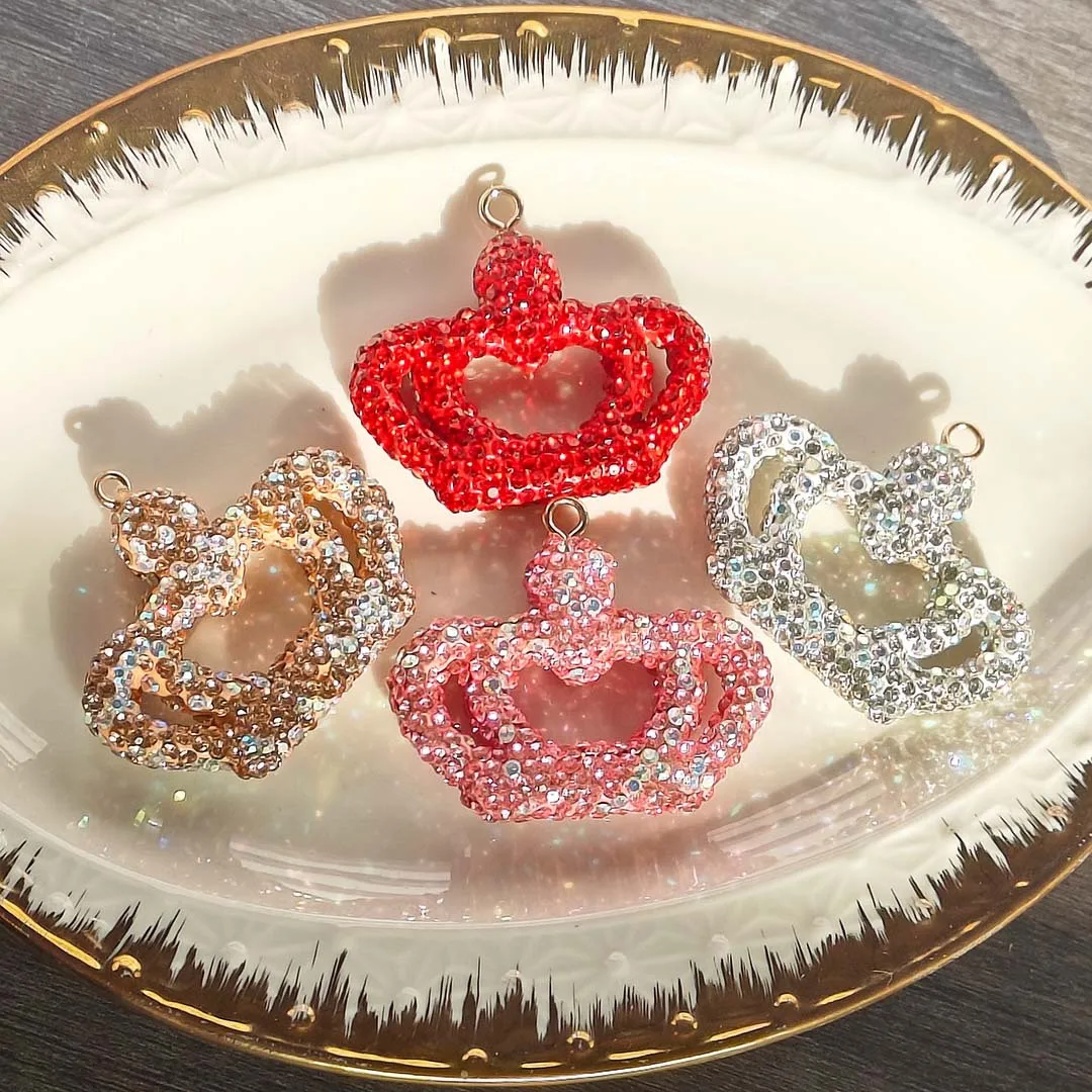 

1Pcs Shiny Full Rhinestone Hollow Out Crown Resin Charms Diy Pen Holder Beads Accessories Junk Phone Case Bag Pendant Decos