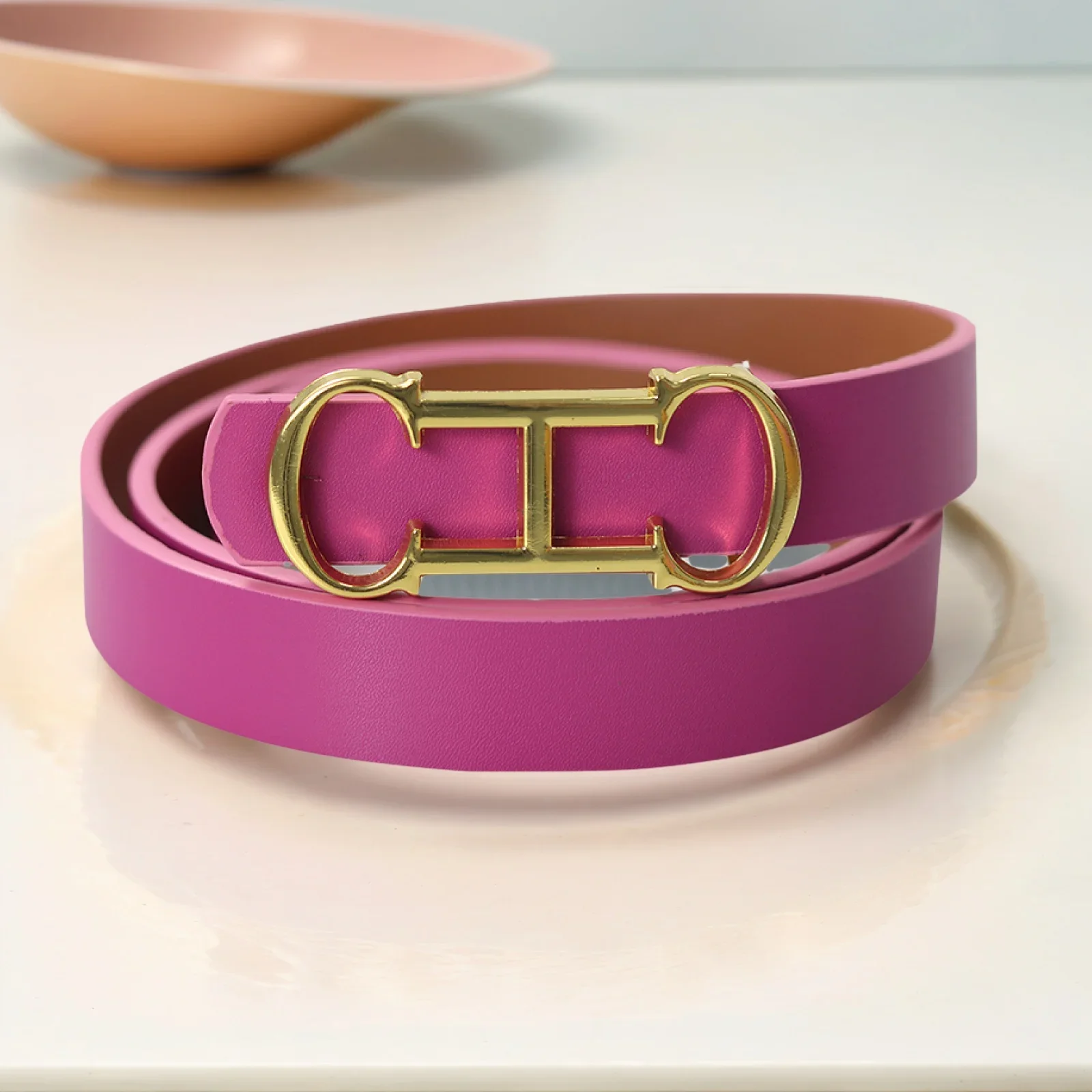 CH Brand Fashion Women's Belt PVC Material Adjustable Length Perforated Gift Box Packaging Designer 2025 New Men's Belt