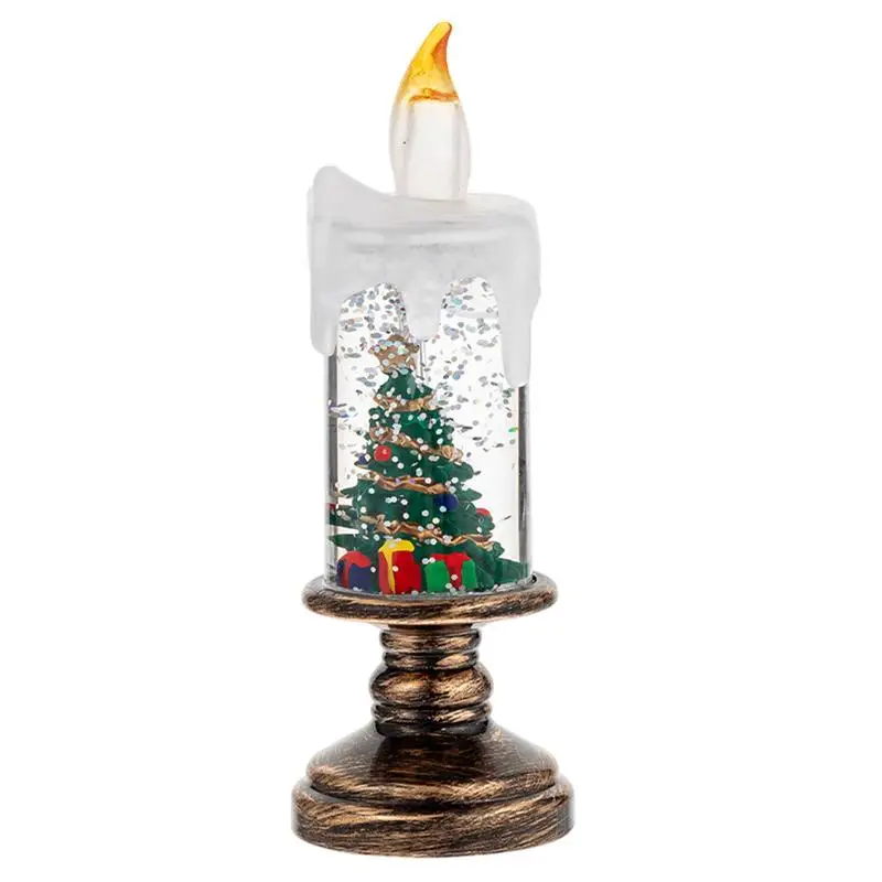 Christmas Decorations Candle Lights Christmas Themed Light LED Flickering Pillar Candles Snow Globe Candle Light Christmas