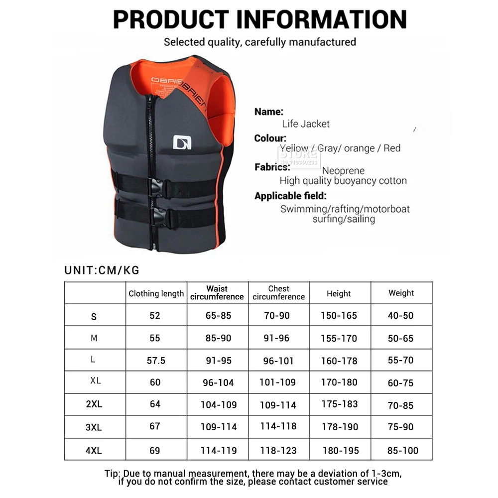 Kayak Life Vest Adults Surf Life Jacket  Ski Motorboats Wakeboard Raft For Boats Fishing Vest Swimming Drifting Vest Rescue