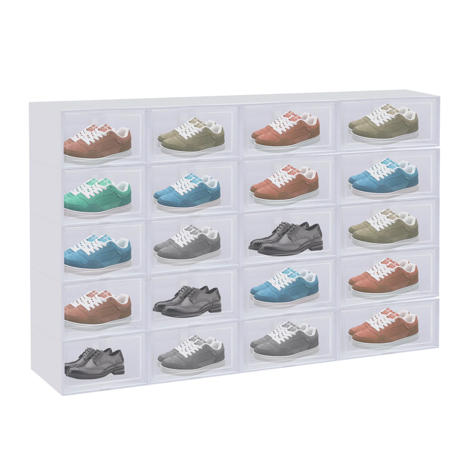 

Складные прозрачные коробки для обуви из полипропилена, 20 шт., пыленепроницаемый, штабелируемый, водонепроницаемый органайзер для хранения обуви