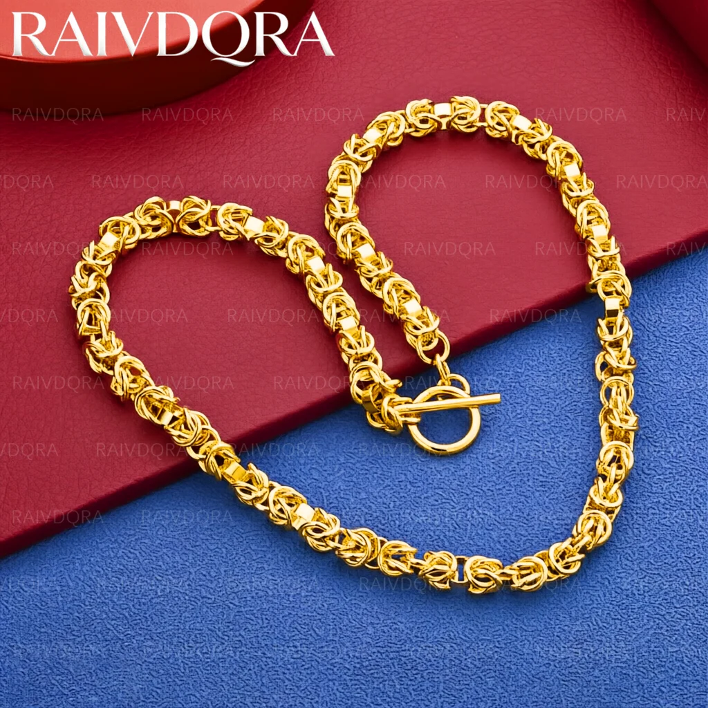 Collier chaîne circulaire plaqué or 18 carats de 45 cm pour hommes et femmes, bijoux de mode, tendance exquise, cadeau de fête, de fiançailles ou de mariage