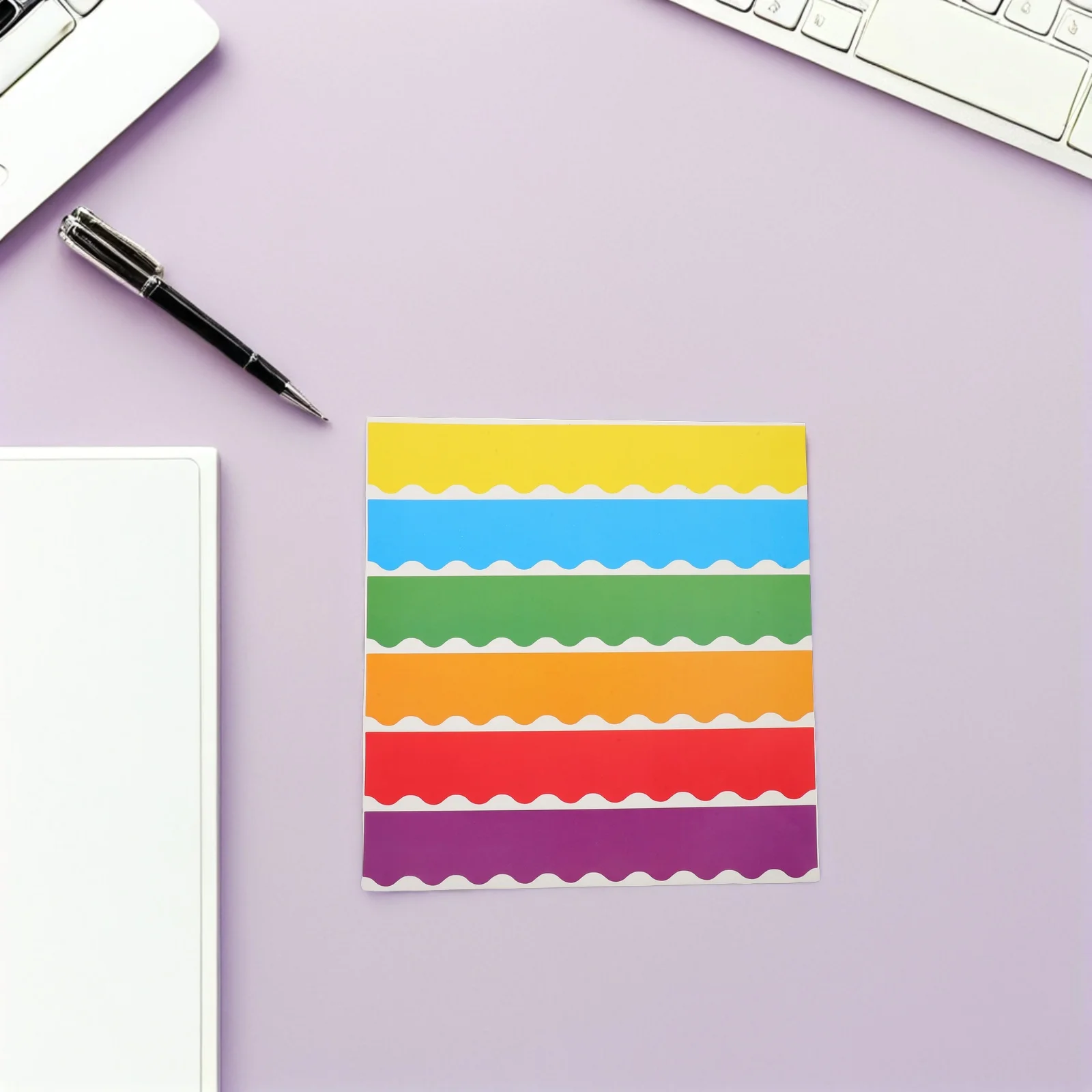 150Pcs Colorful Rainbow Bulletin Board Borders Scalloped Classroom Display Fair Project Paper Border