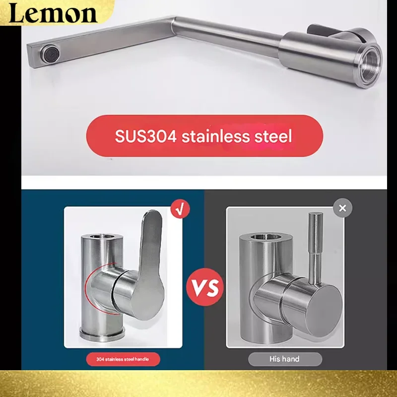 الليمون الفولاذ المقاوم للصدأ المطبخ صنبور 360 درجة تدوير مرنة بالوعة صنبور الماء الساخن البارد بالوعة المطبخ صنبور حوض خلاط
