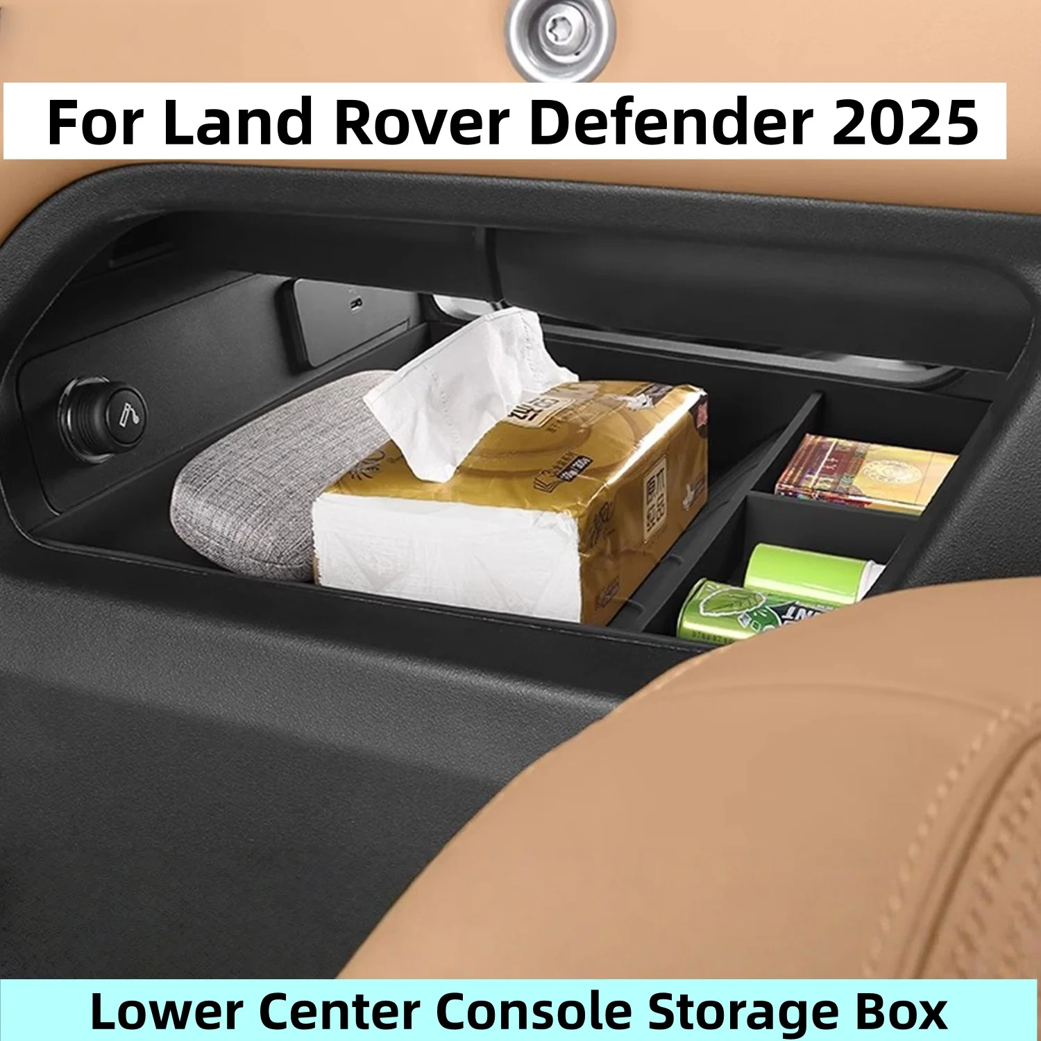 

FOR Land Rover Defender 90/110 2025 Custom-Fit Silicone Storage Box for Central Console Lower Compartment - Durable