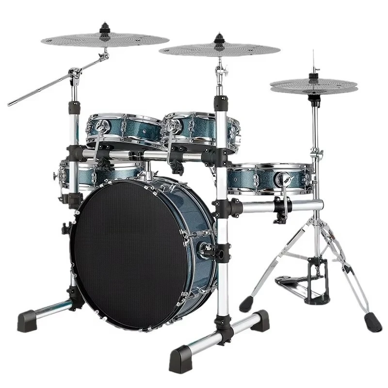 New Percussion Professional Jazz Drum Set Double Sided Mute Acoustic 5 Drum 3 Cymbals Adult Drum Set