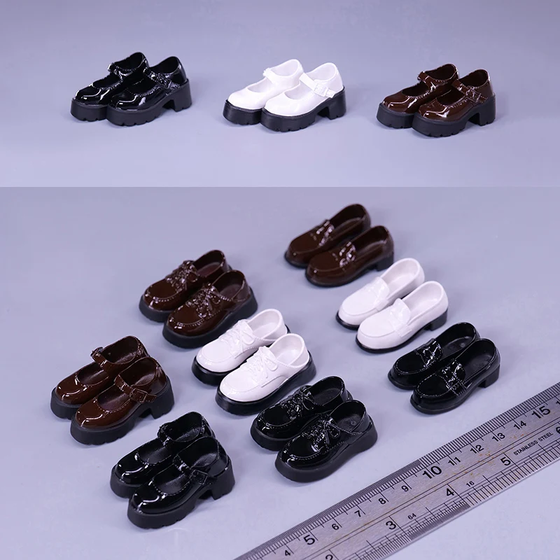 22XG89/90/91 1/6 Female Soldier Student Thick Bottom Shoes JK Uniform Round Toe Leather Shoes Model For 12" Action Figures Body