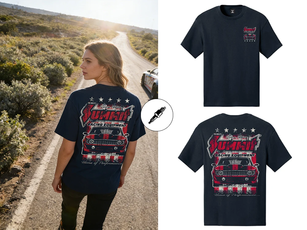 Summer Retro Pure Cotton T-Shirt Men's Personalized Motorcycle Element Graphic Print Women's Street Fashion Short-Sleeve Top
